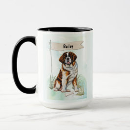 Caneca Saint Bernard Watercolor Personalized Dog