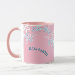 Caneca Sakura rosa e azul, flor de cerejeira japonesa