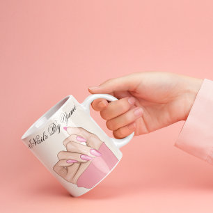 Caneca Salão de Beleza do Script do Elegante Na moda Pink