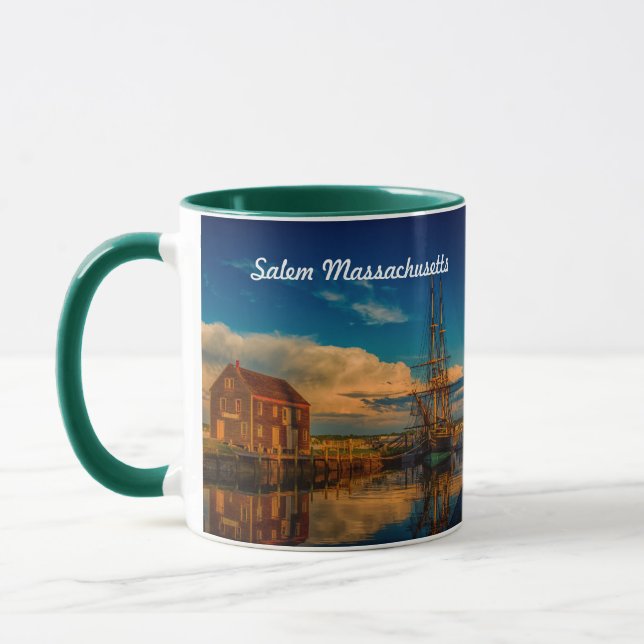 Caneca Salem Massachusetts com navio e Roger Conant (Esquerda)
