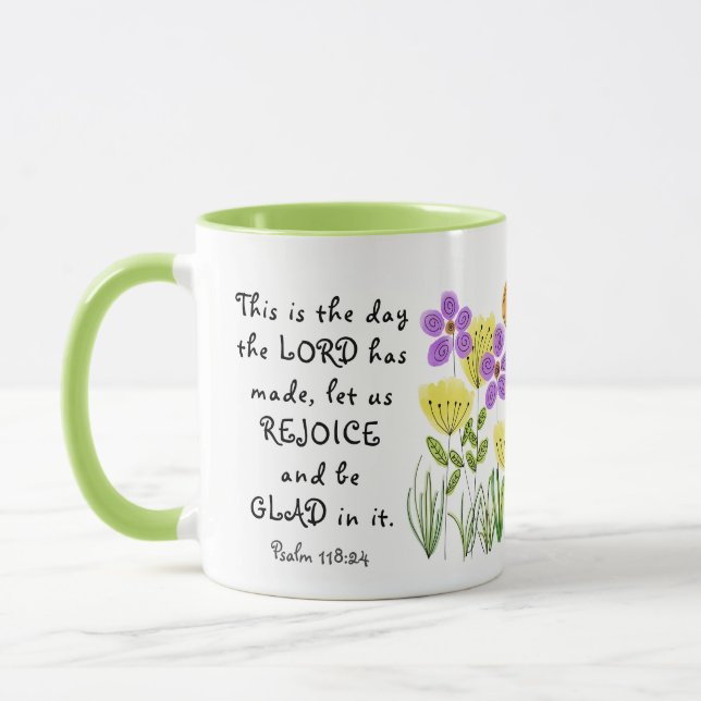 Caneca Salm 118:24 Este é o dia, Inspirational Floral (Esquerda)