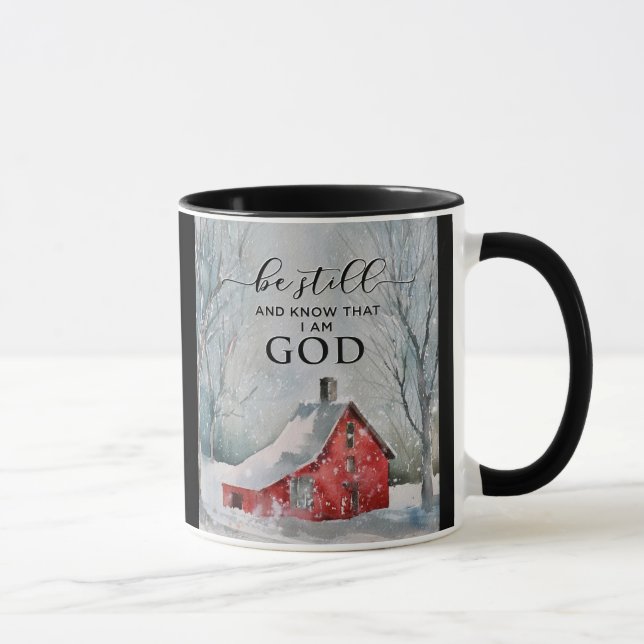 Caneca Salm 46:10 Esteja quieto e saiba que sou DEUS Neve (Direita)
