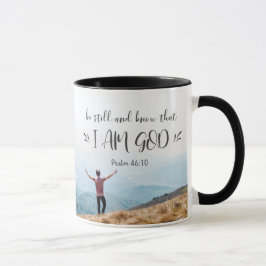 Caneca Salm 46:10 Fique quieto e saiba que eu sou Bíblia 