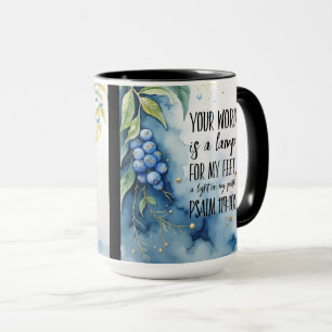 Caneca Salmo 119:105 Versículo da Bíblia Cristã na Imagem