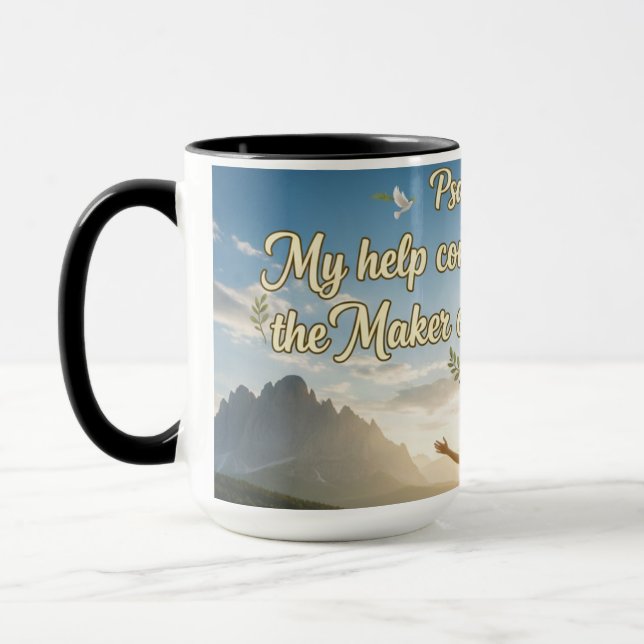 Caneca Salmo 121 Minha ajuda vem do Senhor -  (Esquerda)