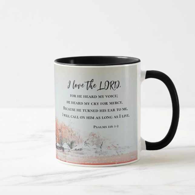 Caneca Salmos 116 1-2 Adoro a Bíblia LORD Verse (Direita)