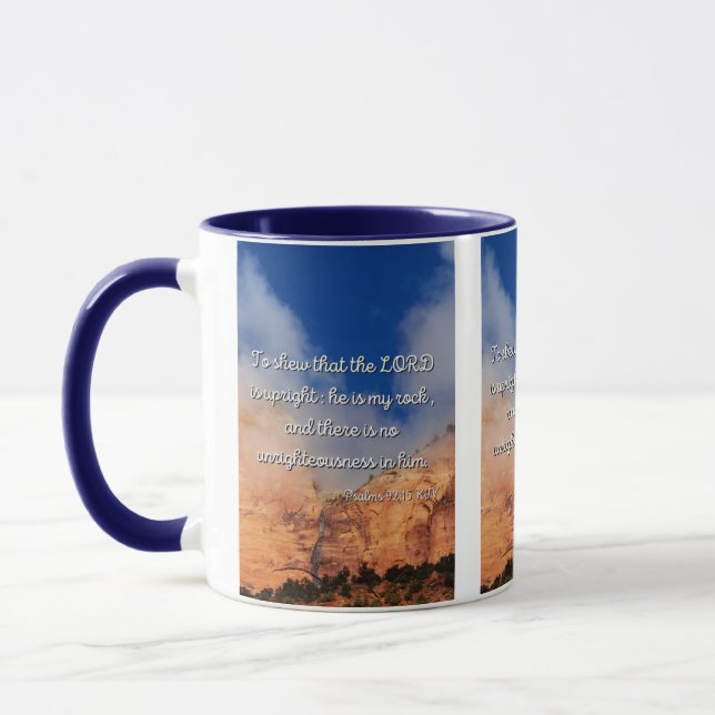 Caneca Salms 92:15 Bíblia Verso Cama De Dois Tons (Esquerda)