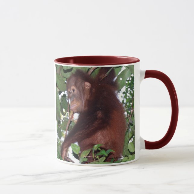 Caneca Salvar animais selvagens: orangotango bonitos na (Direita)