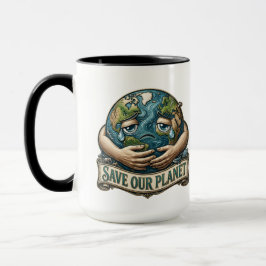 Caneca Salve nosso Planeta Terra Chorando Eco Consciência
