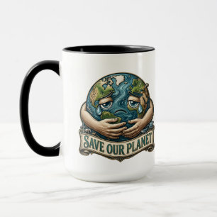 Caneca Salve nosso Planeta Terra Chorando Eco Consciência
