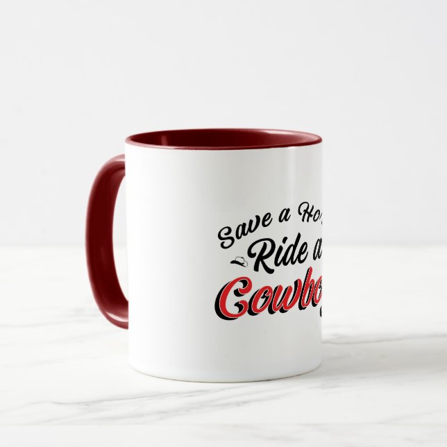 Caneca Salve Um Cavalo Monte Um Cowboy (Frente Esquerda)