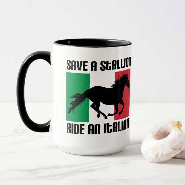 Caneca Salve um Stallion Ride e uma citação de Memória En (Com Donut)
