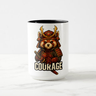 Caneca Samurai Panda Vermelho com a palavra Coragem