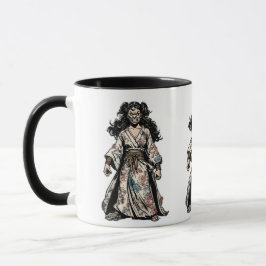 Caneca Samurai Rage Mode - Floral Fury Warrior Art