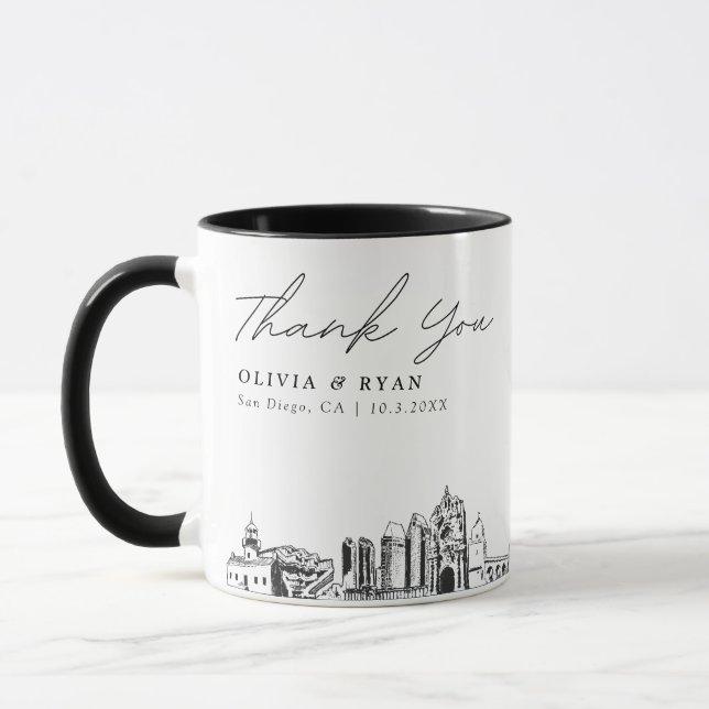 Caneca San Diego Casando Mínimo de Café Personalizado (Esquerda)