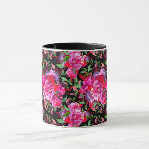 Caneca Sangue De Fúcsia, Cor-De-Água, Rosa E Preta