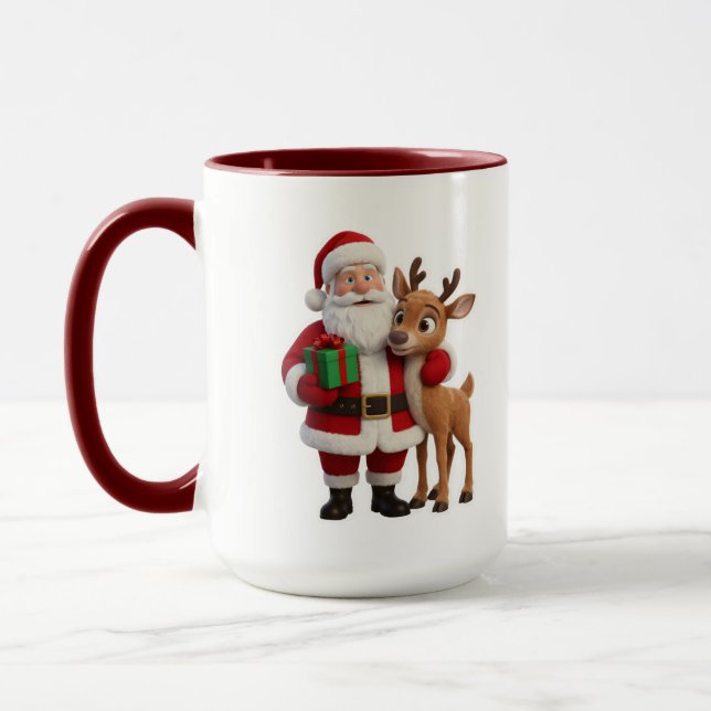 Caneca Santa Claus and Rudolph Cartoon (Esquerda)