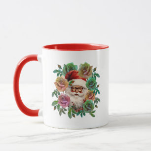 CANECA SANTA CLAUS FLORAL NATAL GIFT