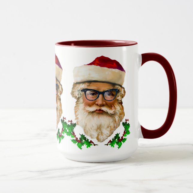 Caneca Santa Claus & Holly Natal Design (Direita)