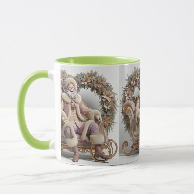 Caneca Santa Claus in Sleigh, Christmas, Author Natasha U (Esquerda)