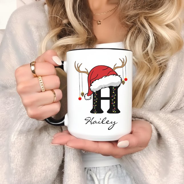 Caneca Santa Claus Monogram Mug Custom Gift for Him & Her (family Christmas mug, holiday mug for coworkers, personalized holiday cup, Santa monogram mug,)