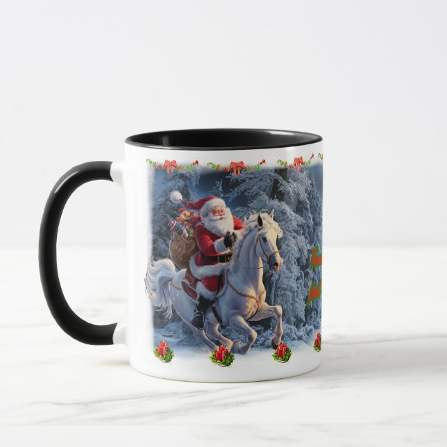 Caneca Santa Claus on a Horse on a Ceramic Coffee  (Esquerda)