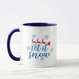 Caneca Santa Claus Reindeer Sleigh Snowflakes Gift