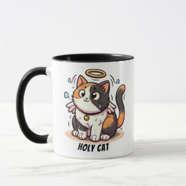 Caneca Santa Gata - Calico Cat com Asas e Halo Engraçado