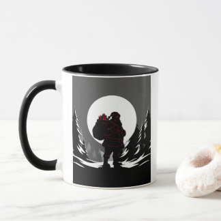 Caneca Santa Noir – Papai Noel Preto e Branco com Brilho