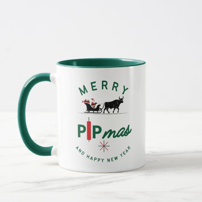 Caneca Santa Riding a Bull Sleigh – Forex Pipmas Gift  (Esquerda)