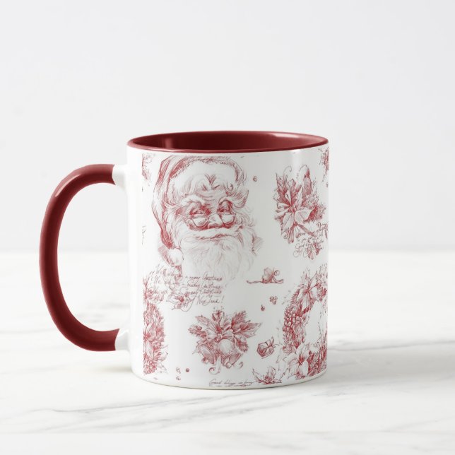 Caneca Santo Nicholas Christmas Country Red Toile (Esquerda)