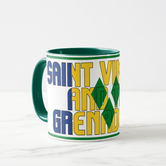 Caneca Santo Vincent e Bandeira Nacional das Granadinas (Frente Esquerda)
