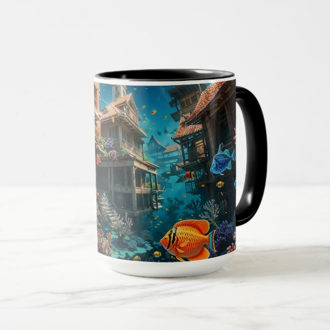 Caneca Santuário Submerso: Um Haven Aquático (Frente Esquerda)