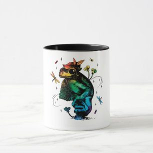 Caneca Sapo com cogumelo Cottagecore Estilo Arco-Íris