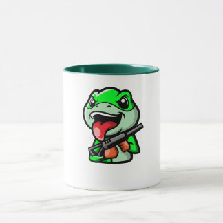 Caneca Sapo Divertido com Café de Cartoon de Armas