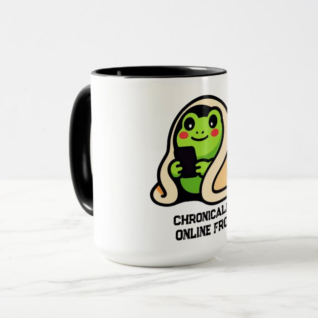 Caneca Sapo engraçado meme online cronicamente (Frente Esquerda)