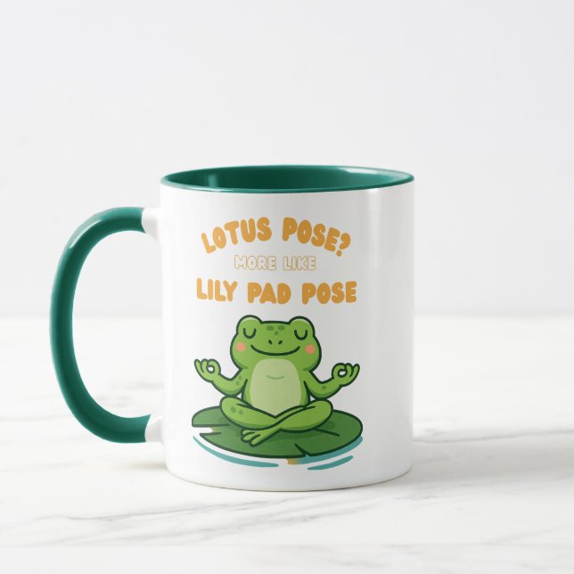 Caneca Sapo Engraçado Yoga Cartoon Lotus Lily Pad Design (Esquerda)