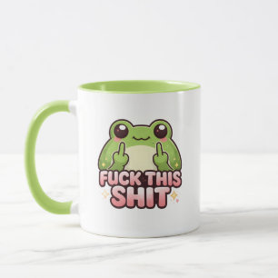 Caneca Sapo Fofo Fazendo o Sinal de Dedo do Meio Kawaii V