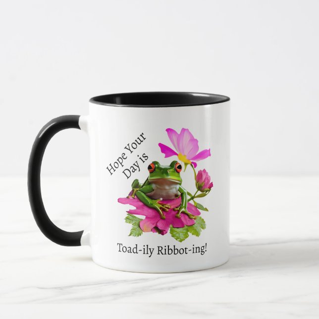 Caneca Sapo ou Toad Pun em Flores Rosa (Esquerda)