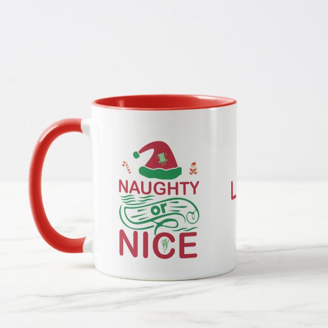 Caneca Sapos de Natal malvados ou bonitos com Papai noel (Esquerda)