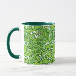 Caneca Sapos verdes engraçados complicados em um teste