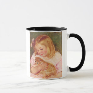 Caneca Sara segurando um gato, Mary Cassatt