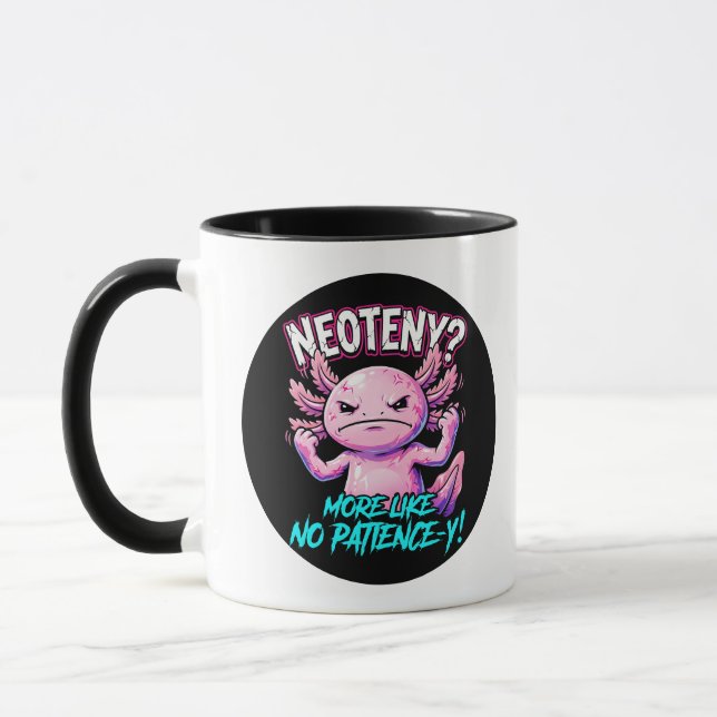 Caneca Sarcastic Axolotl No Patience Funny Meme (Esquerda)