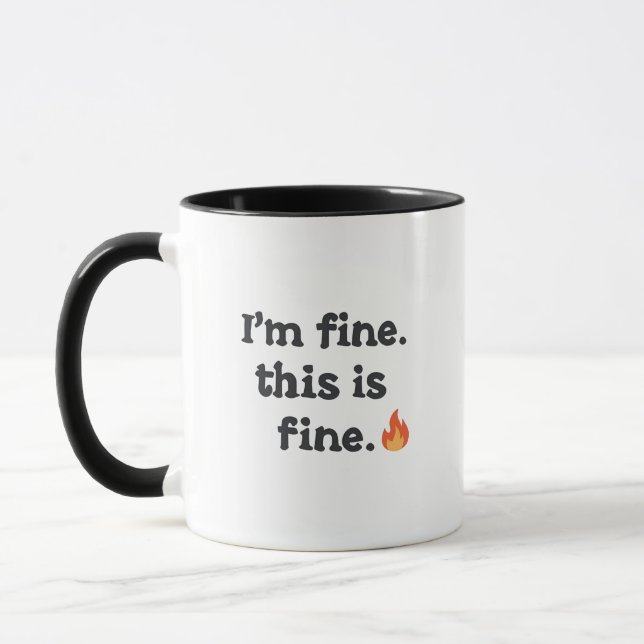 Caneca Sarcastic "This is Fine" Meme with Fire Emoji (Esquerda)