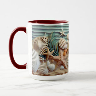 Caneca Sashells Beach 3D Mug - Sip the Ocean Breeze