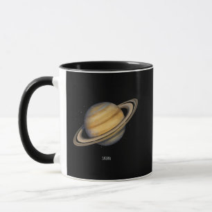 Caneca Saturno artístico com anéis vibrantes