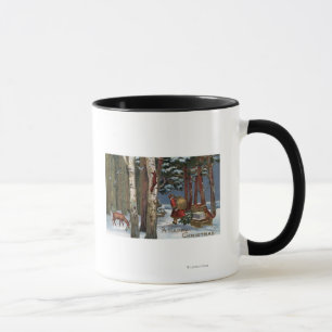 Caneca Saudação de Natal Através da Floresta