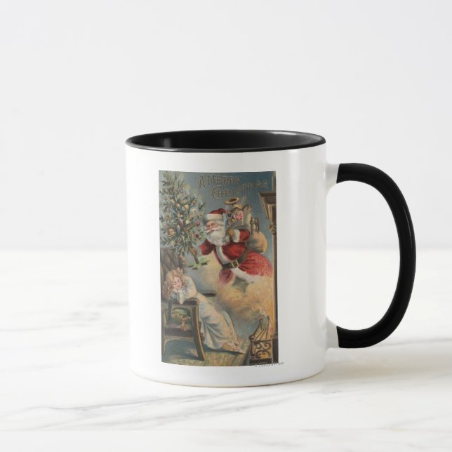 Caneca Saudação de NatalPapai Noel com Árvore e presentes (Direita)