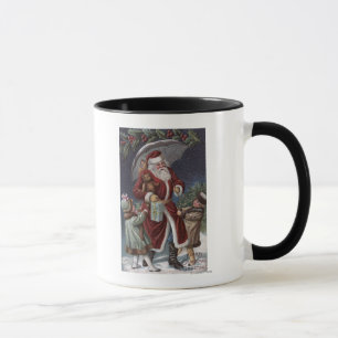 Caneca Saudação de NatalPapai Noel com Guarda-chuvas