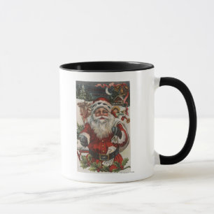 Caneca Saudação de NatalPapai Noel com Veado e Crianças